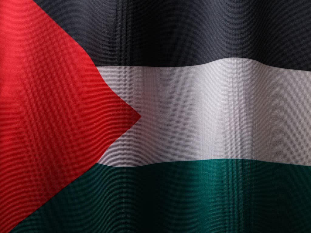 High-resolution close-up of the Palestinian flag showcasing its vibrant colors and textile texture.